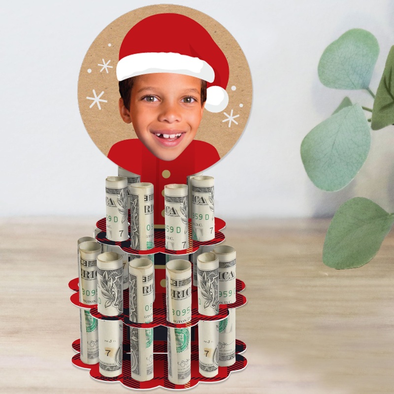 Custom Photo Jolly Santa Claus - DIY Funny Christmas Party Money Holder Gift - Fun Face Cash Cake