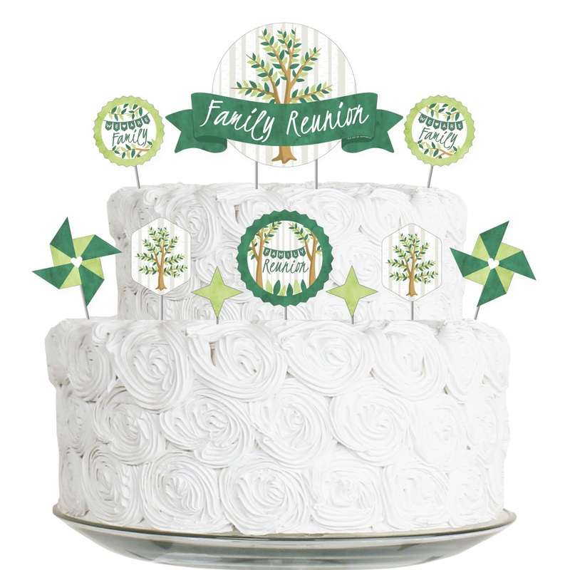Family Tree Reunion - Family Gathering Party Cake Decorating Kit - Family Reunion Cake Topper Set - 11 Pieces