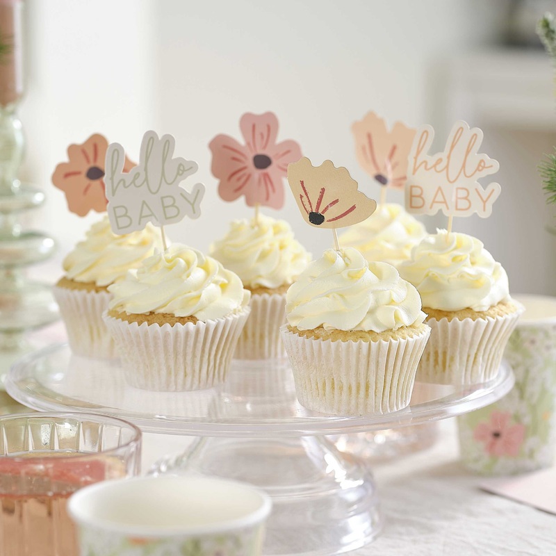 Floral Baby Shower Cupcake Topper