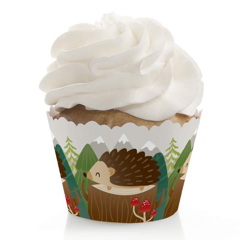 Forest Hedgehogs - Woodland Birthday Party or Baby Shower Decorations - Party Cupcake Wrappers - Set of 12