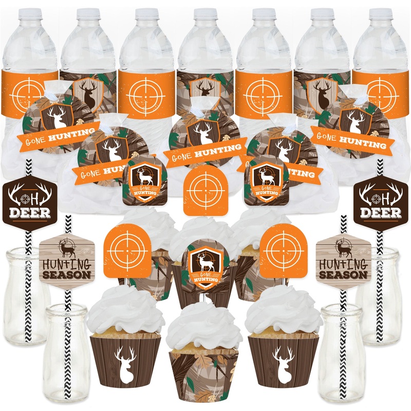 Gone Hunting - Deer Hunting Camo Baby Shower or Birthday Party Favors and Cupcake Kit - Fabulous Favor Party Pack - 100 Pieces