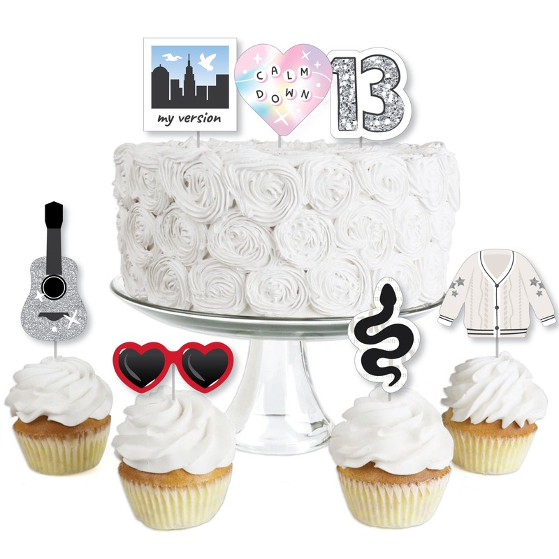 In My Party Era - Dessert Cupcake Toppers - Celebrity Concert Party Clear Treat Picks - Set of 24