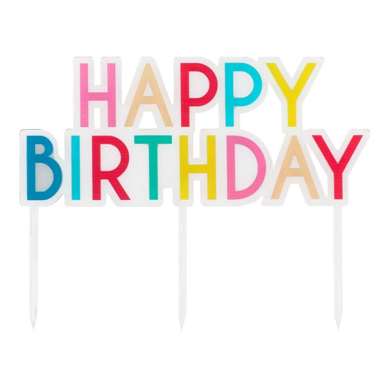 Mix It Up Happy Birthday Cake Topper