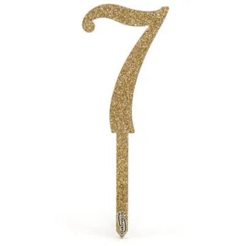 Oaktree Acrylic Sparkling Fizz Gold Cake Topper No.7 H150mm x W50mm