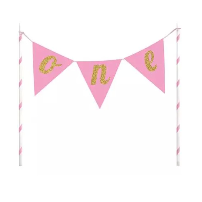 ONE Flag Cake Topper Pink SALE ITEM NO REFUNDS
