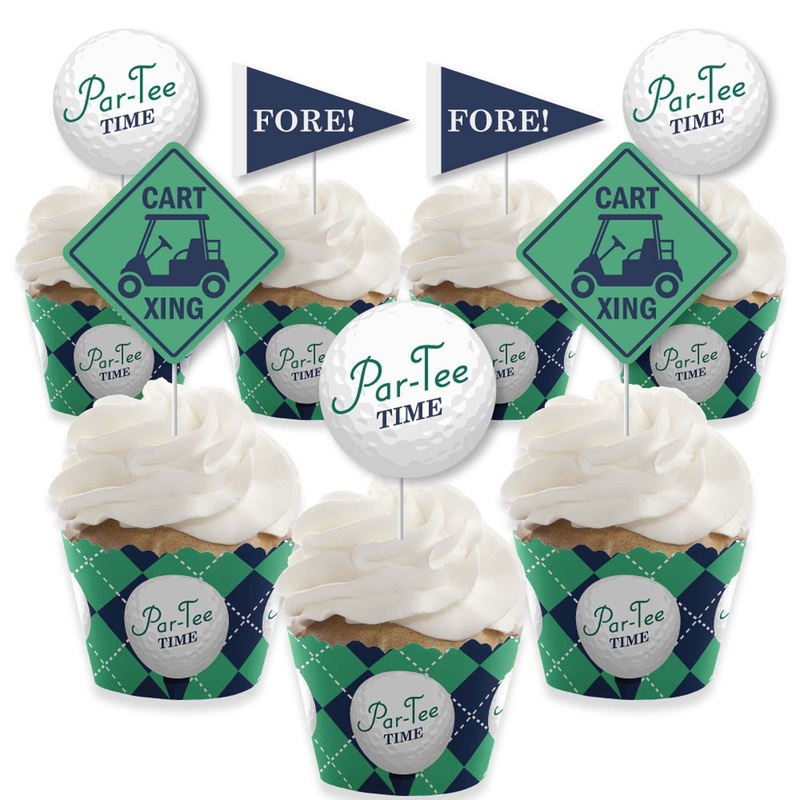 Par-Tee Time - Golf - Cupcake Decorations - Birthday or Retirement Party Cupcake Wrappers and Treat Picks Kit - Set of 24