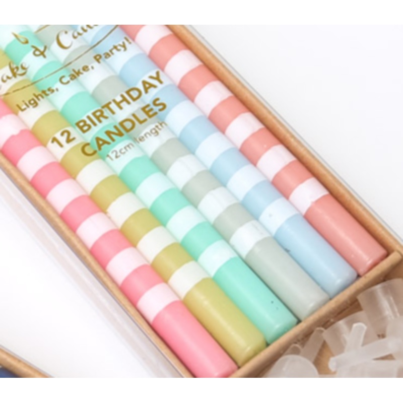 Pastel Striped Cake Candles