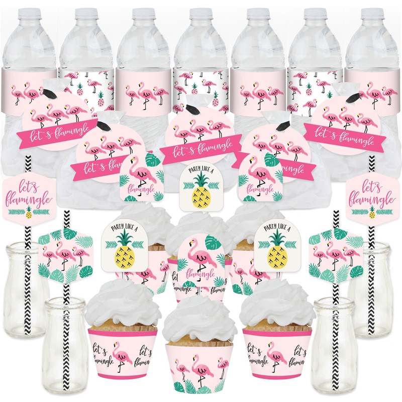Pink Flamingo - Party Like a Pineapple - Tropical Summer Party Favors and Cupcake Kit - Fabulous Favor Party Pack - 100 Pieces