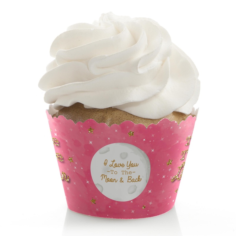 Pink Twinkle Twinkle Little Star - Baby Shower or Birthday Party Decorations - Party Cupcake Wrappers - Set of 12