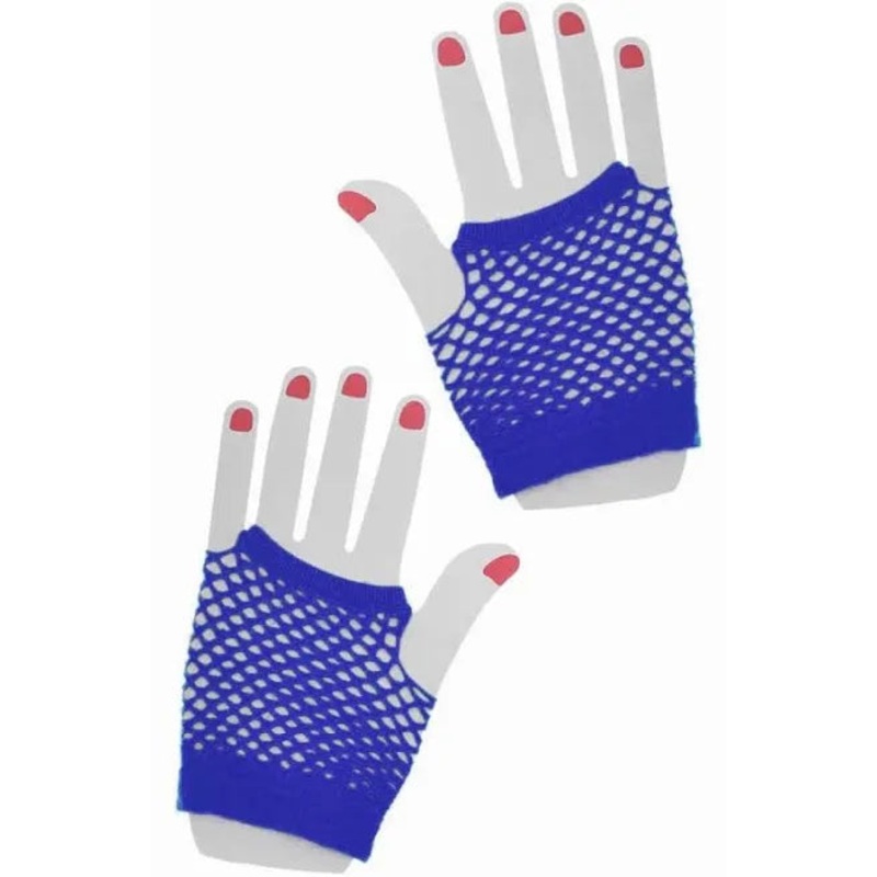BLUE FISHNET GLOVES - FITS KIDS & ADULTS