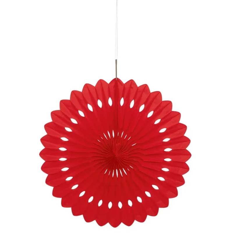 RED DECORATIVE TISSUE FAN 40CM