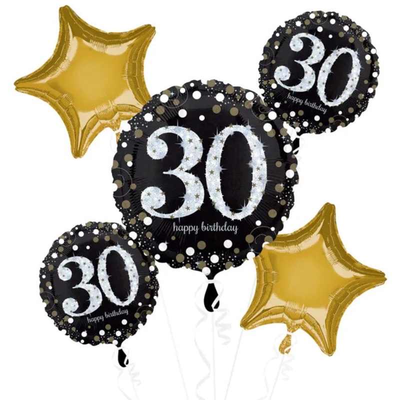 SPARKLING CELEBRATION 30TH BIRTHDAY HELIUM BALLOON BOUQUET