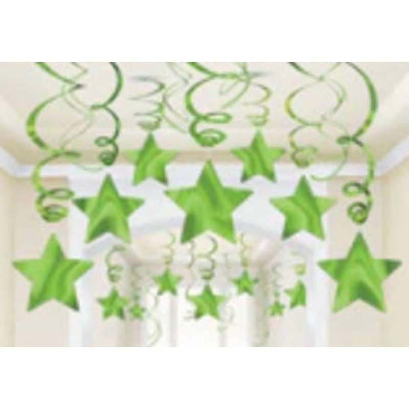 STAR SWIRL DECORATIONS PK30 - GREEN