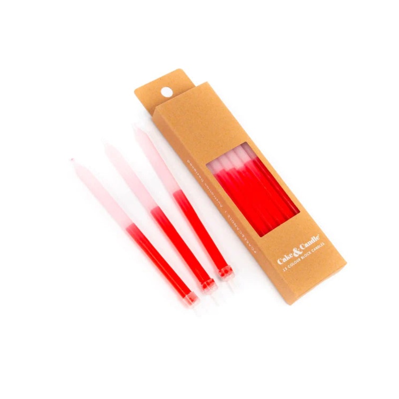 TALL BLOCK COLOUR PINK CAKE CANDLES