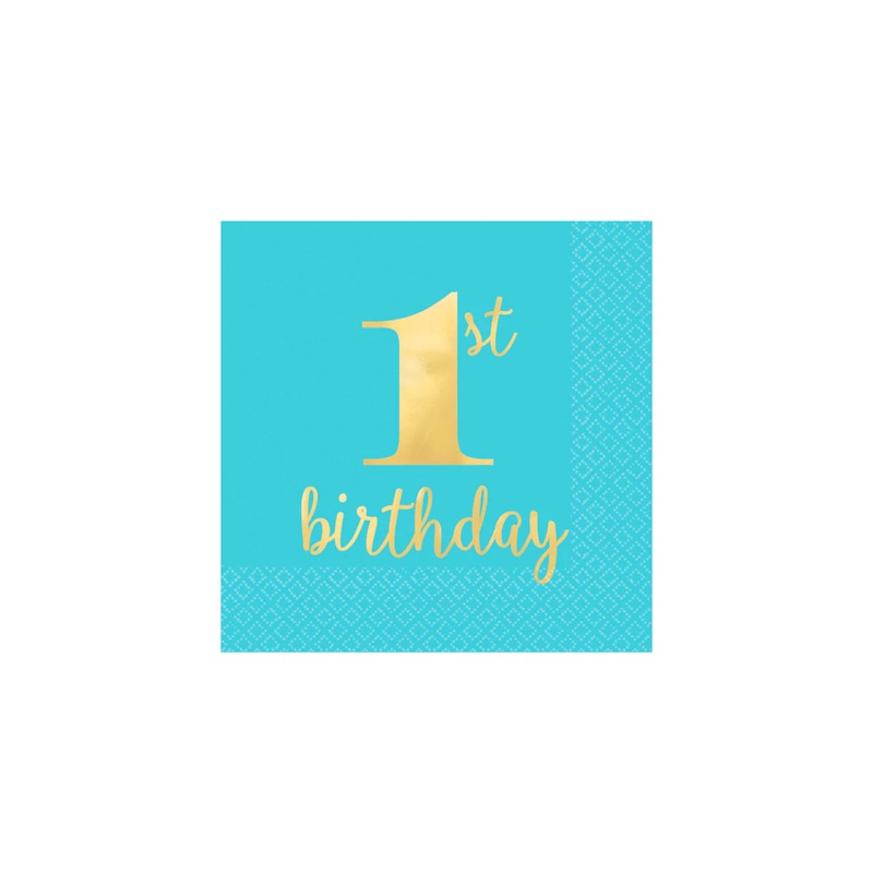 1ST BIRTHDAY BOY SMALL  PAPER NAPKINS (PACK OF 16)