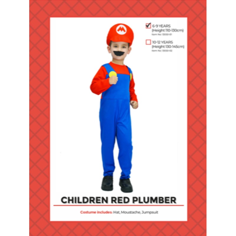child red plumber costume