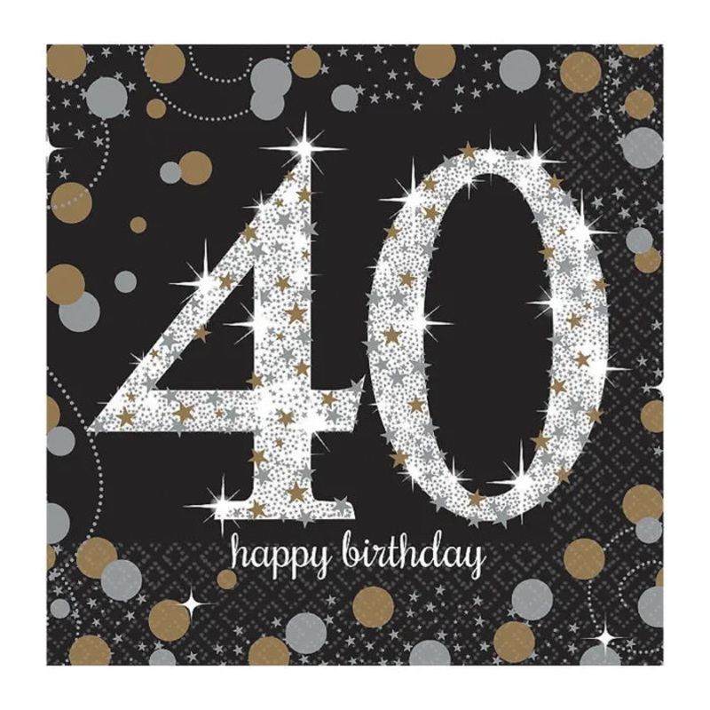 SPARKLING CELEBRATION 40TH BIRTHDAY SMALL NAPKINS / SERVIETTES (PACK OF 16)