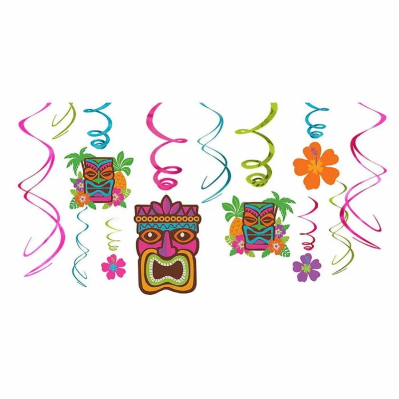 TIKI SWIRL DECORATIONS (PACK OF 12)