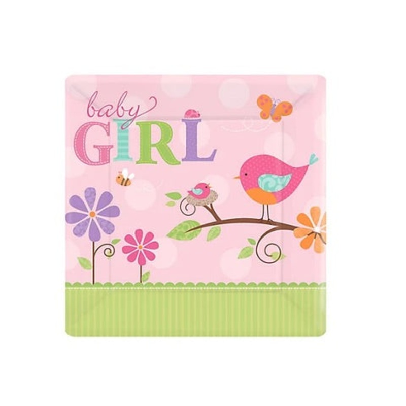 TWEET GIRL BABY SHOWER 10-INCH PAPER PLATES (8 CT)