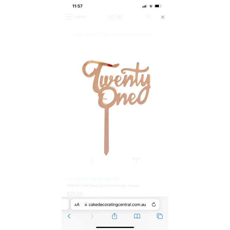 TWENTY ONE ROSE GOLD ACRYLIC TOPPER