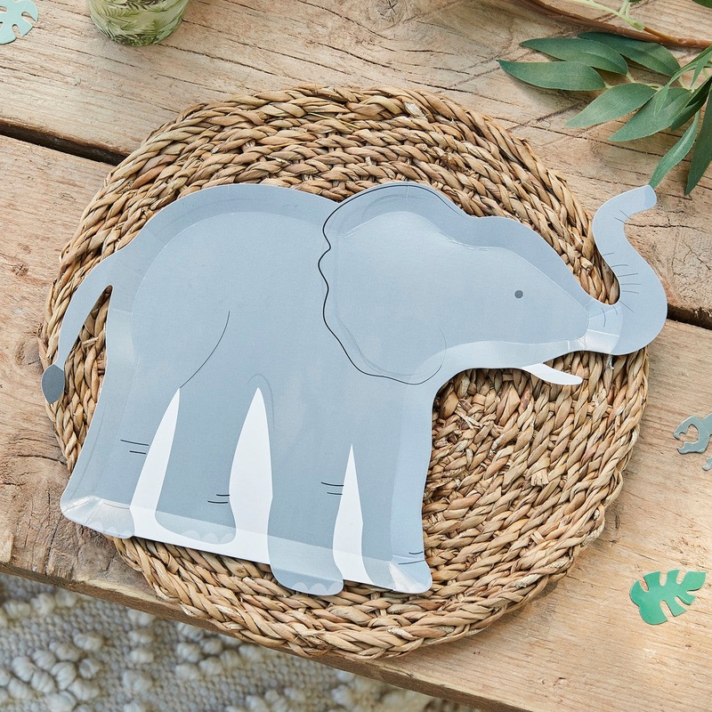 WILD JUNGLE ELEPHANT PAPER PLATES