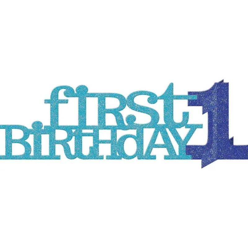 1ST BIRTHDAY BOY BLUE GLITTER TABLE DECORATION