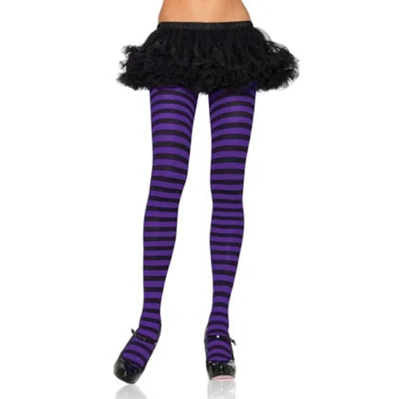 ADULTS PURPLE & BLACK STRIPED TIGHTS