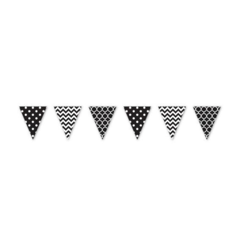BLACK & WHITE PENNANT BANNER