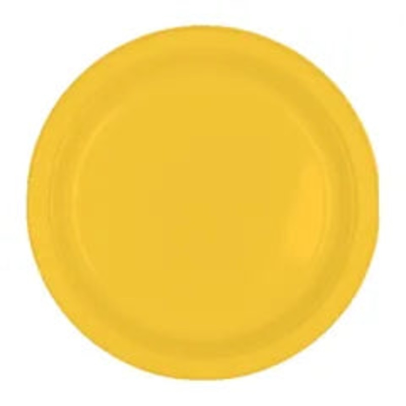 YELLOW 17CM REUSABLE PLATES (PACK OF 20)
