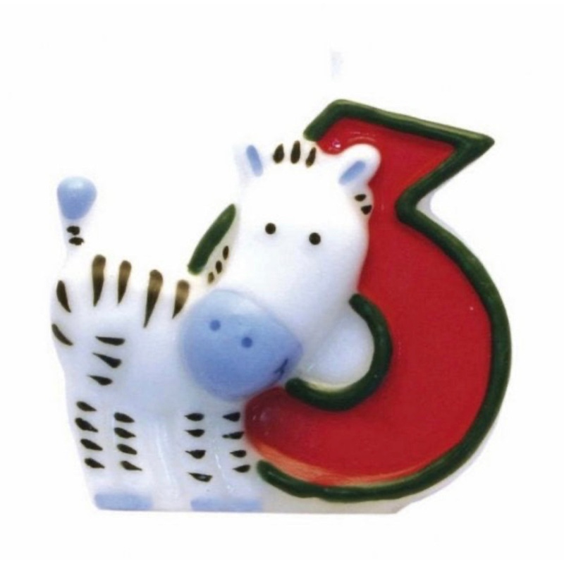 SAFARI ZEBRA NUMBER 6CANDLE
