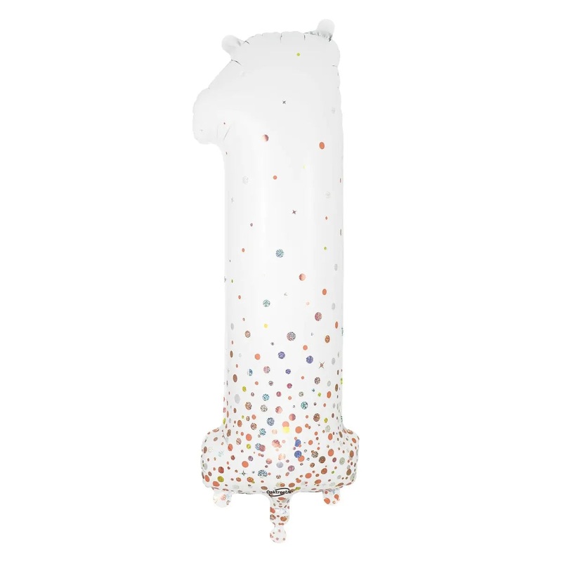 SPARKLING FIZZ ROSE GOLD HOLOGRAPHIC FOIL NUMBER 1 BALLOON 86CM
