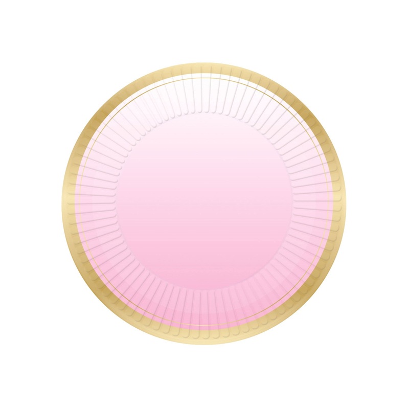 1st Birthday Pink Metallic Plates 8pk