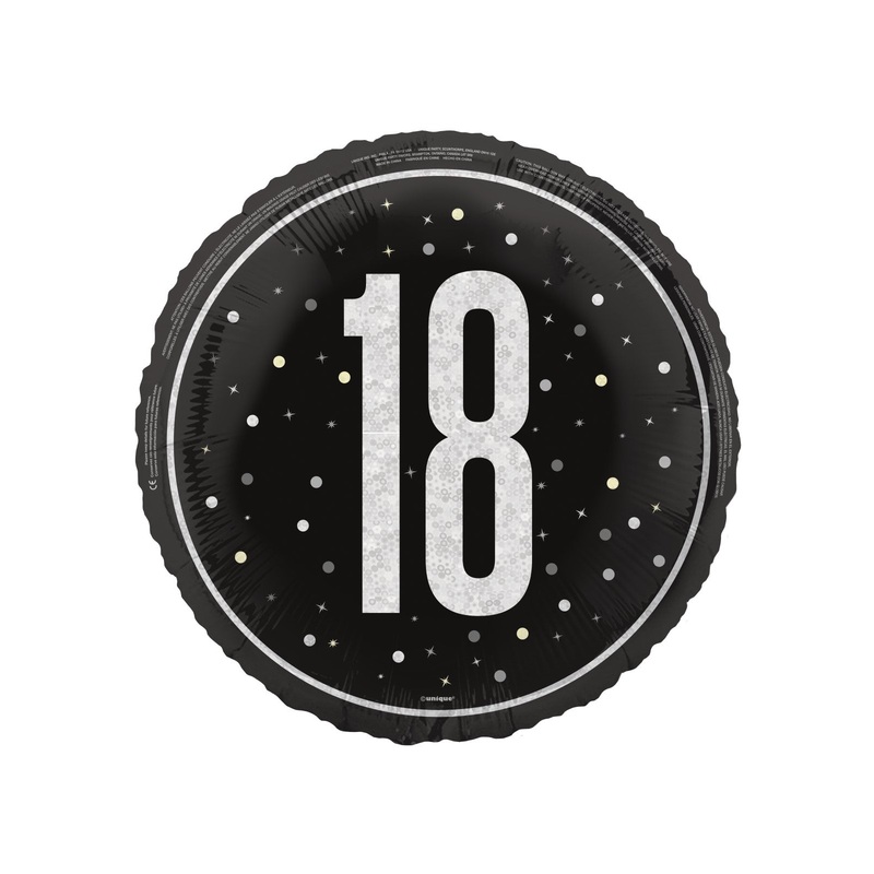 Black Glitz Age 18 Foil Balloon