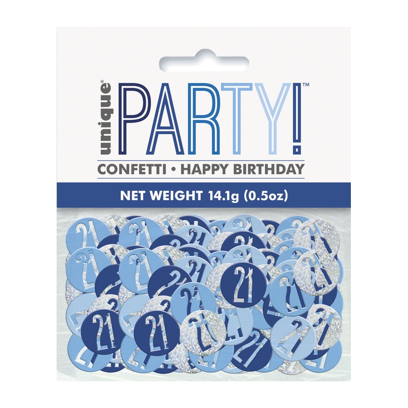 Blue Glitz Age 21 Confetti