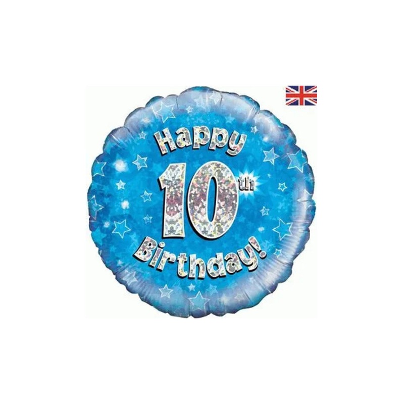 Blue Happy 10th Birthday Foil Balloon