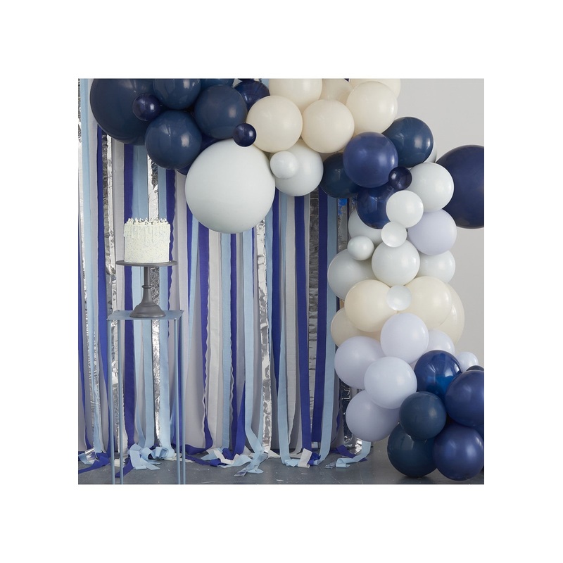 Blue Party Streamer & Balloon Backdrop