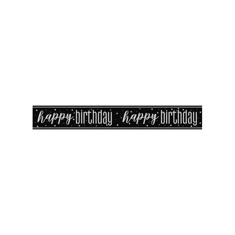 Black Glitz Happy Birthday Banner
