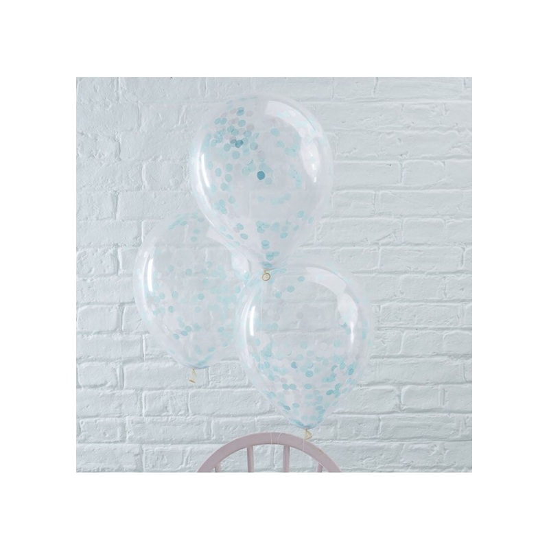 Blue Confetti Latex Balloons 5pk