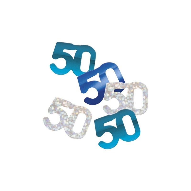 Blue Glitz Age 50 Confetti