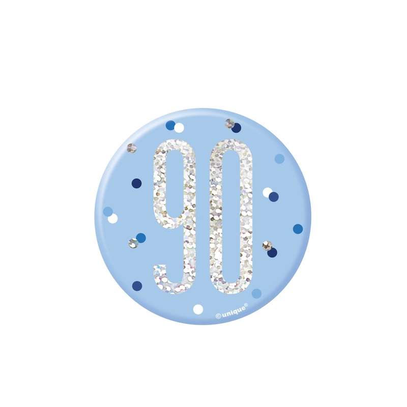 Blue Glitz Age 90 Badge