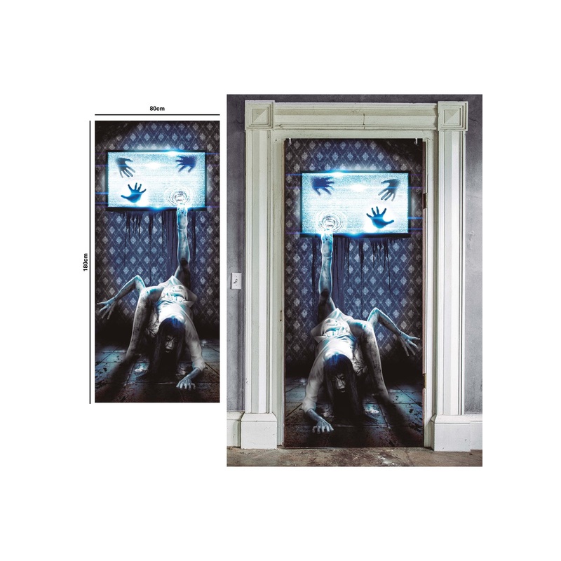 Scary TV Door Decoration