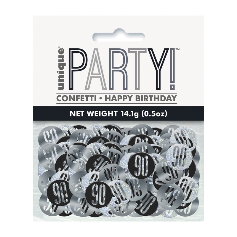 Black Glitz Age 90 Confetti