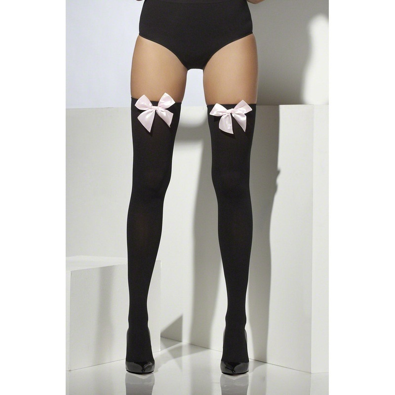 Black Stockings With Pink Bow