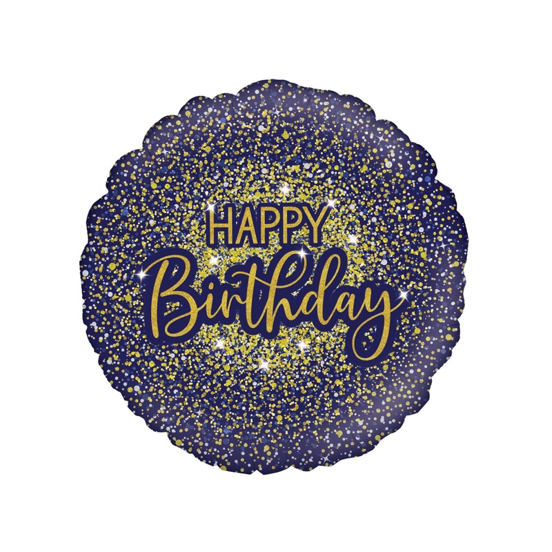 Blue Glitter Happy Birthday Balloon
