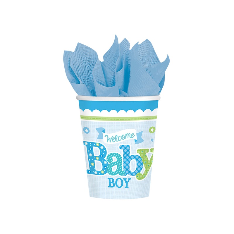Welcome Baby Boy Cups 8pk