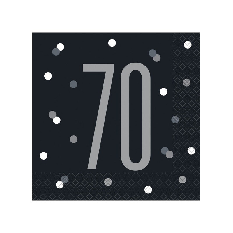 Black Glitz Age 70 Napkins 16pk