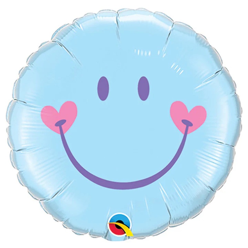 18'' SWEET SMILE FACE-PALE BLUE