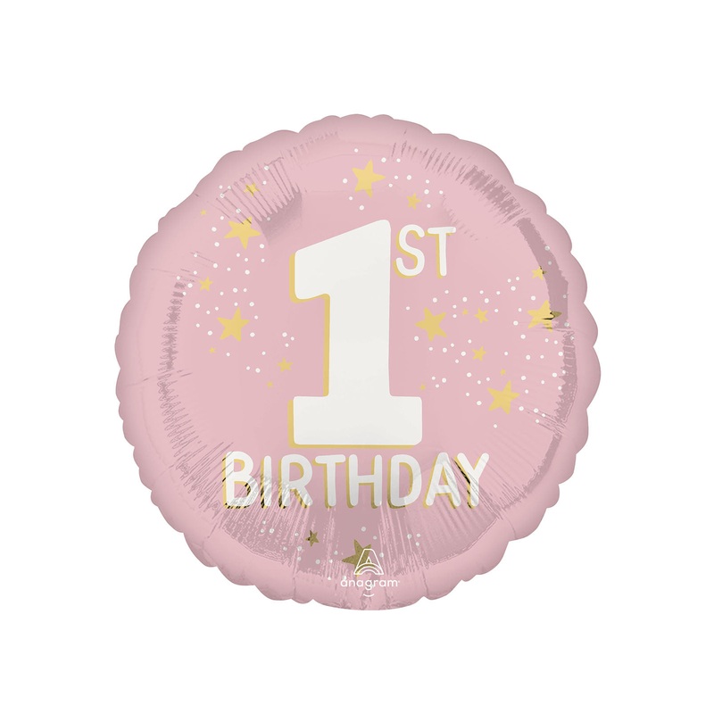 1st Birthday Pink Foil Balloon