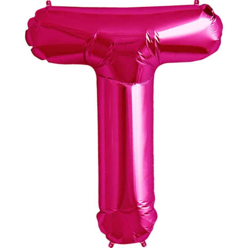 34'' SUPER SHAPE FOIL LETTER T - MAGENTA