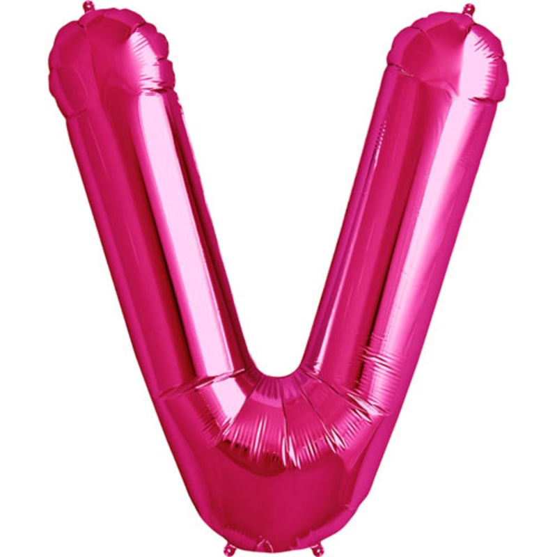 34'' SUPER SHAPE FOIL LETTER V - MAGENTA